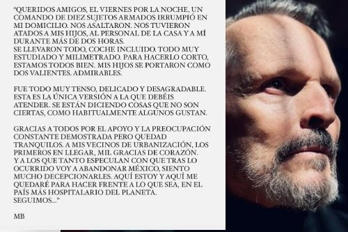 Confirma Miguel Bosé asalto en su residencia de la Ciudad de México